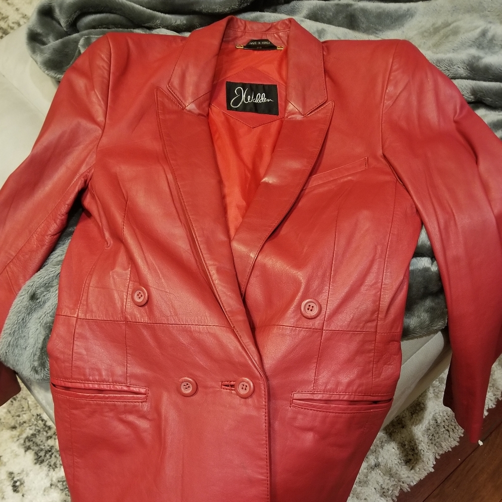 Womens Vintage Leather Blazer